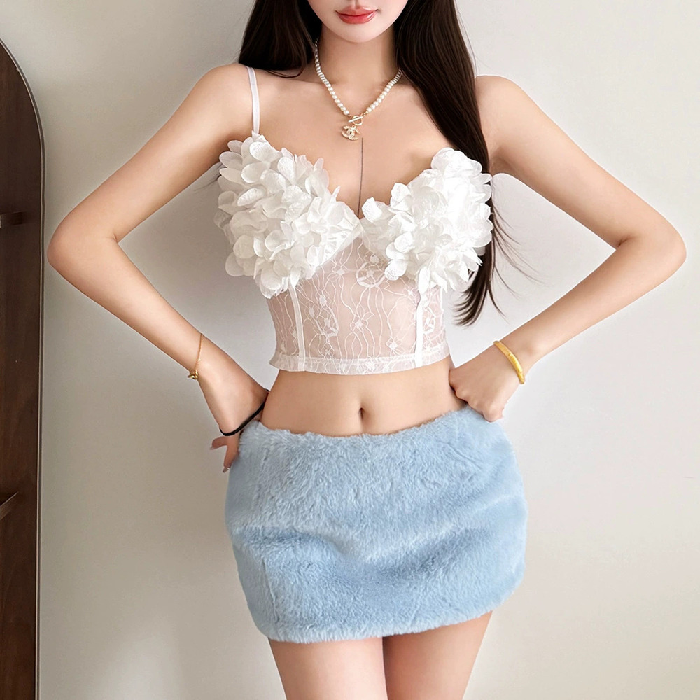 Zara Spring 3D Large Flower Lace Short Camisole Top